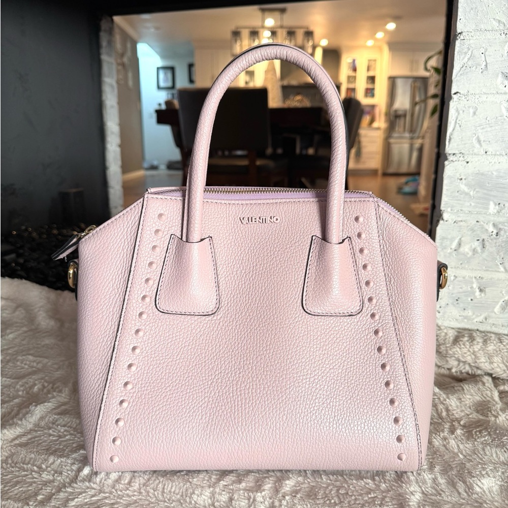 Valentino Lavender Leather Studded Satchel